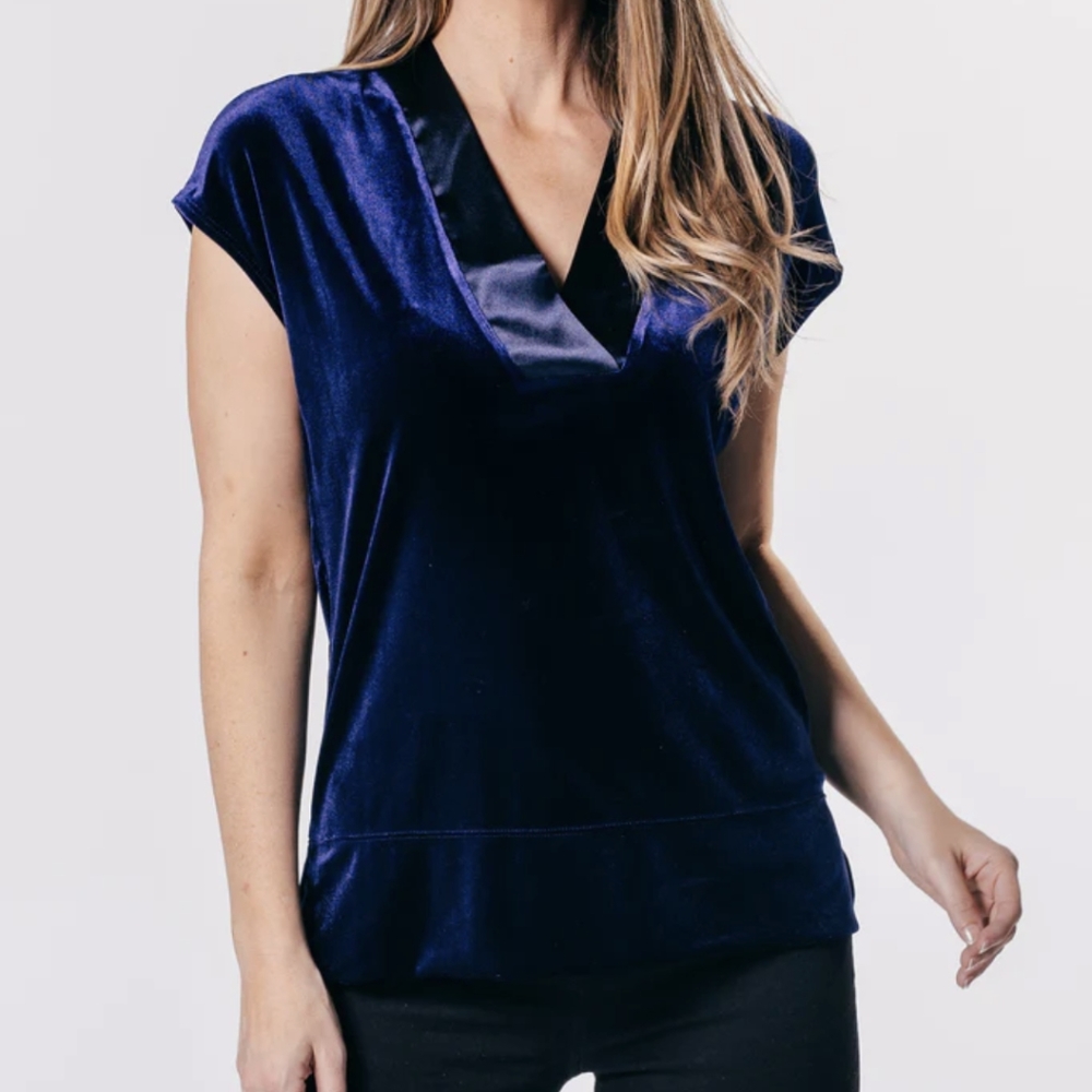 NWOT Southcott Navy Lumia Velvet Top